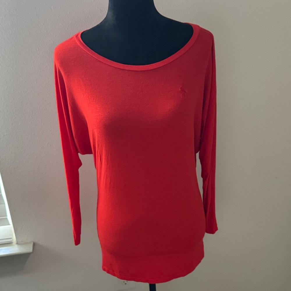 Ralph Lauren Sport‎ dolman sleeves boat neck Women's orange Top blouse Sz M
